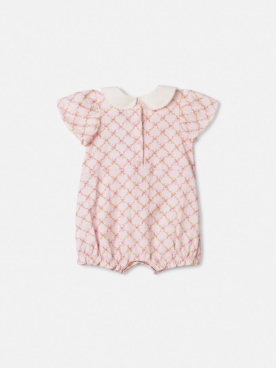 Sunbath with Floral Grid and Embroidered Collar