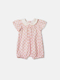 Sunbath with Floral Grid and Embroidered Collar