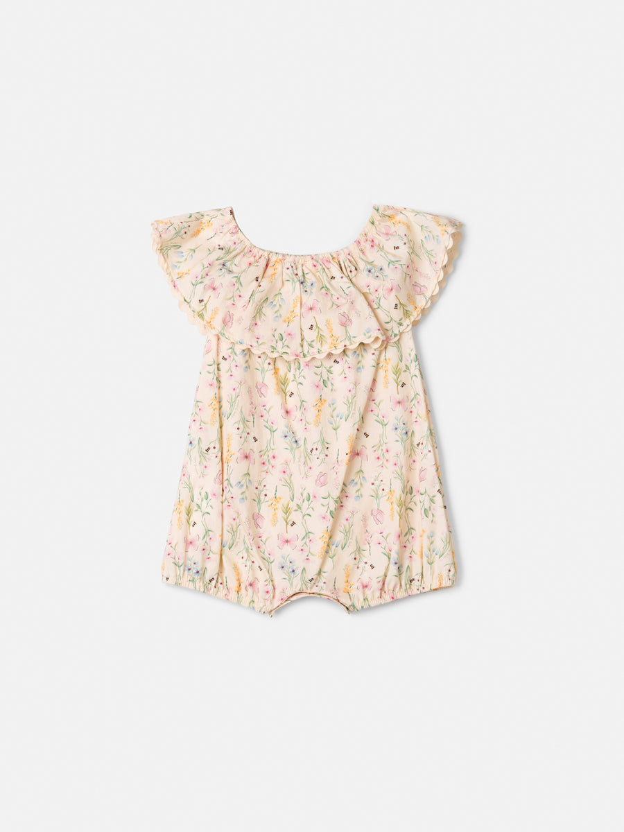 Floral Sunbath with Embroidered Collar