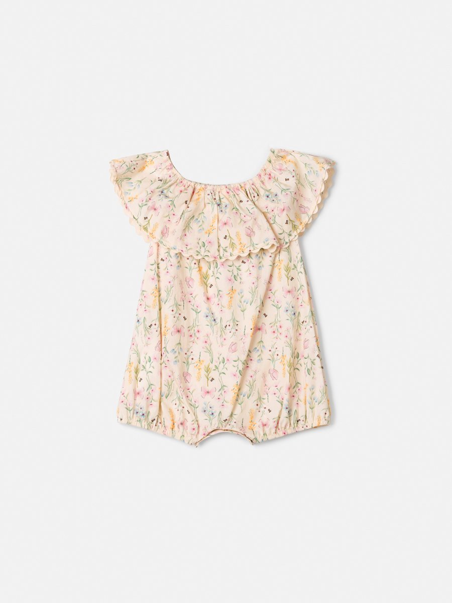 Floral Sunbath with Embroidered Collar