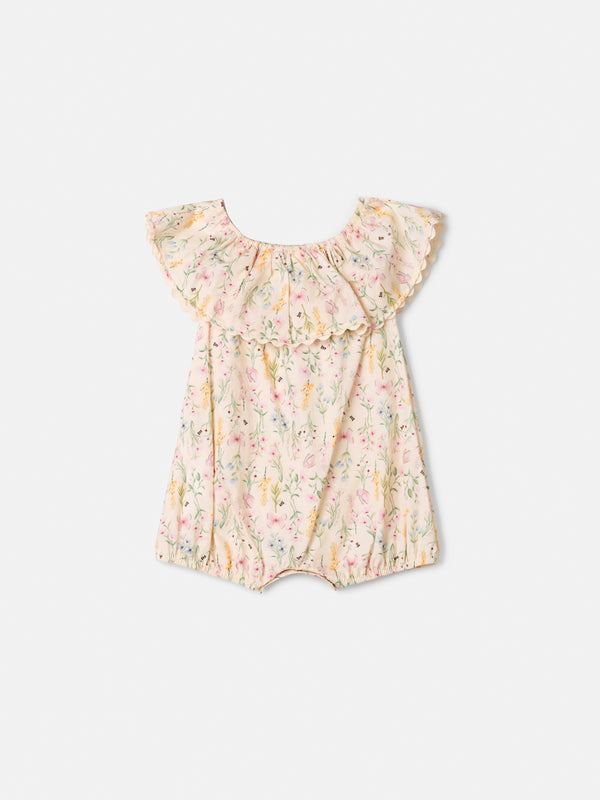 Floral Sunbath with Embroidered Collar