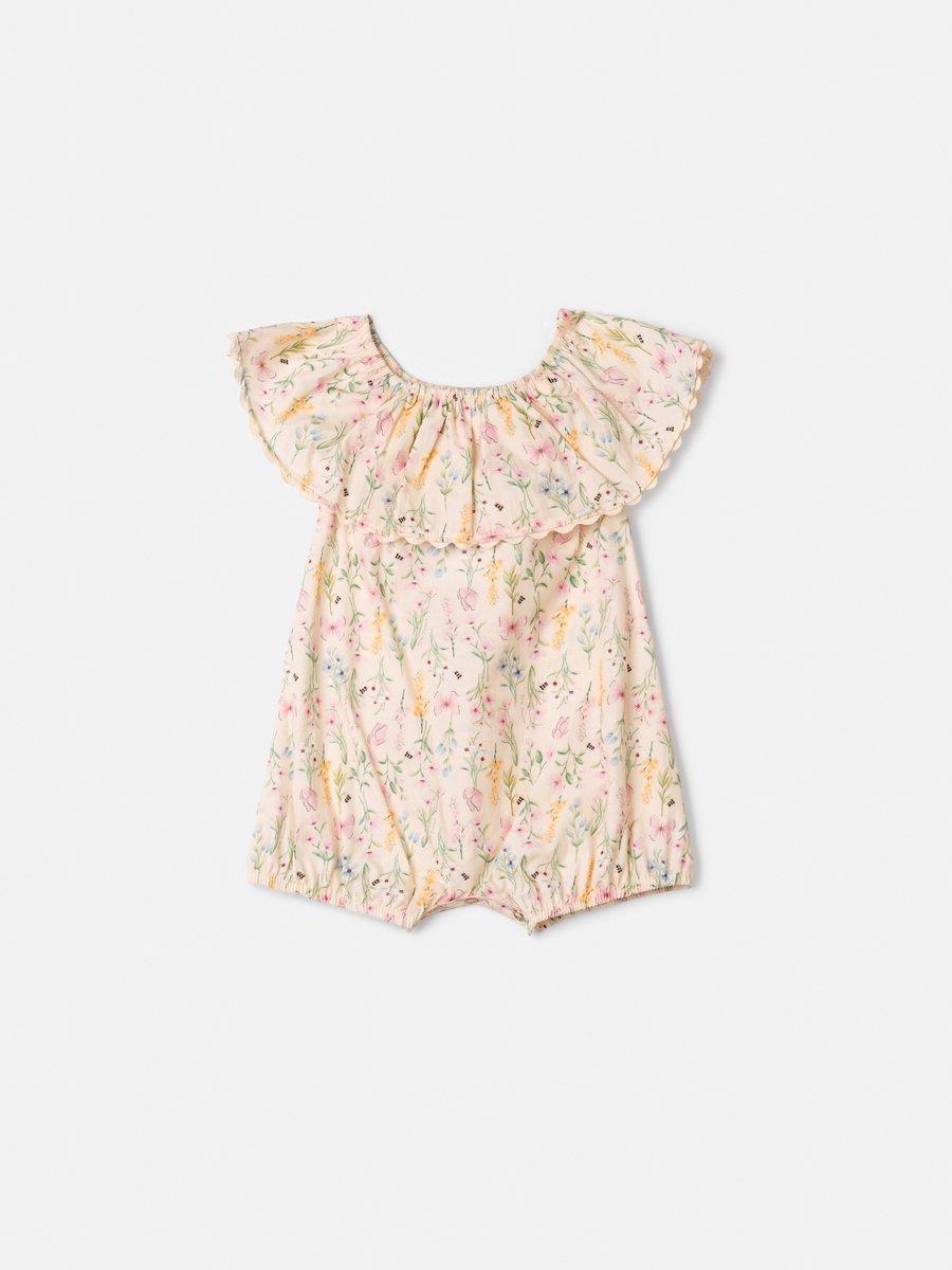 Floral Sunbath with Embroidered Collar
