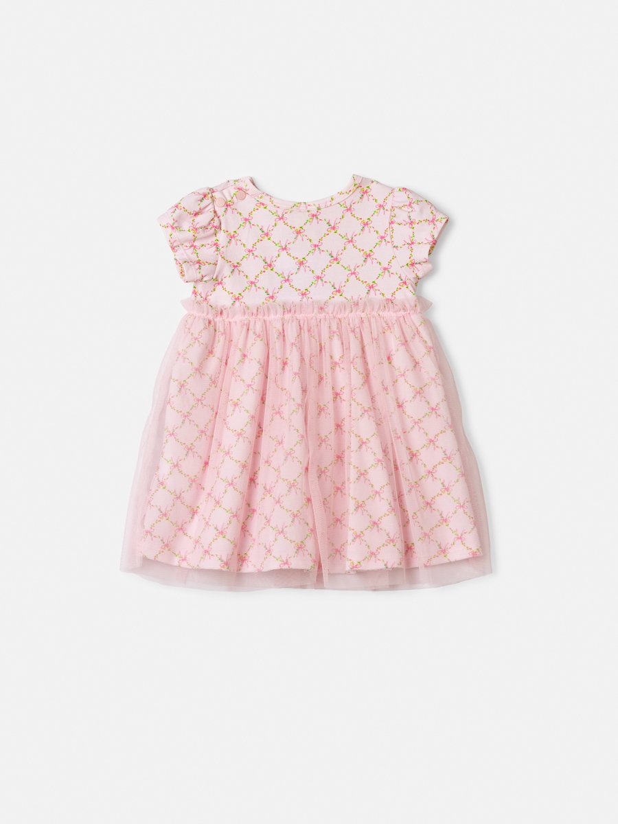 Pink Dress with Floral Grid