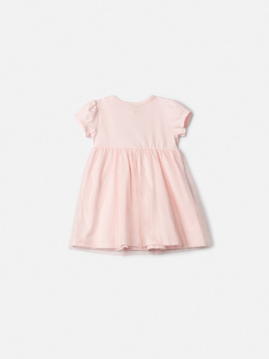 Girls' Dress with Tulle Bow and Rhinestones