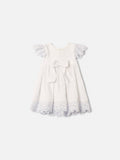 Girls' Gauze Dress with Bow and Lace