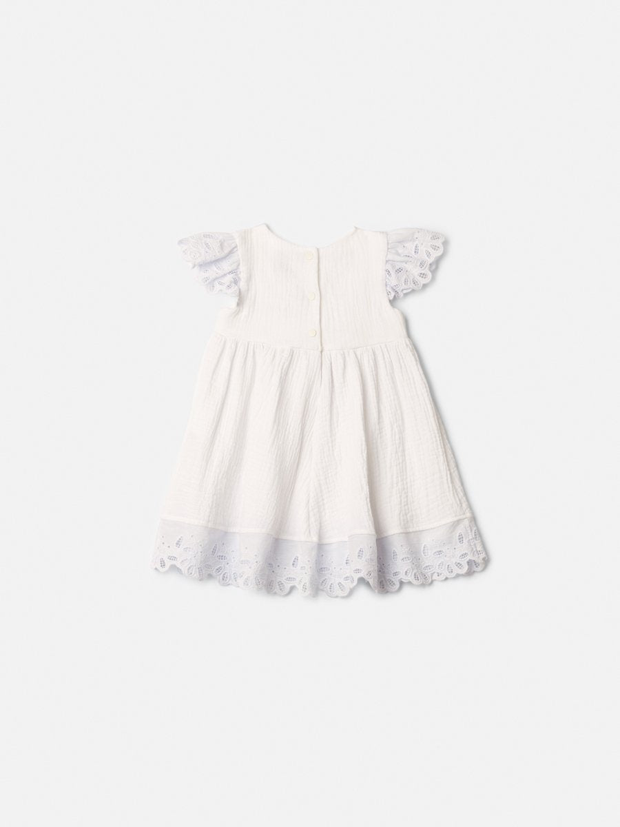 Girls' Gauze Dress with Bow and Lace