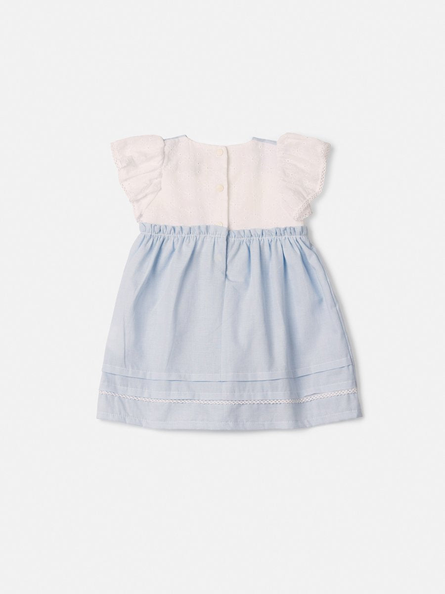 Children's Laise Striped Dress with Ruffles