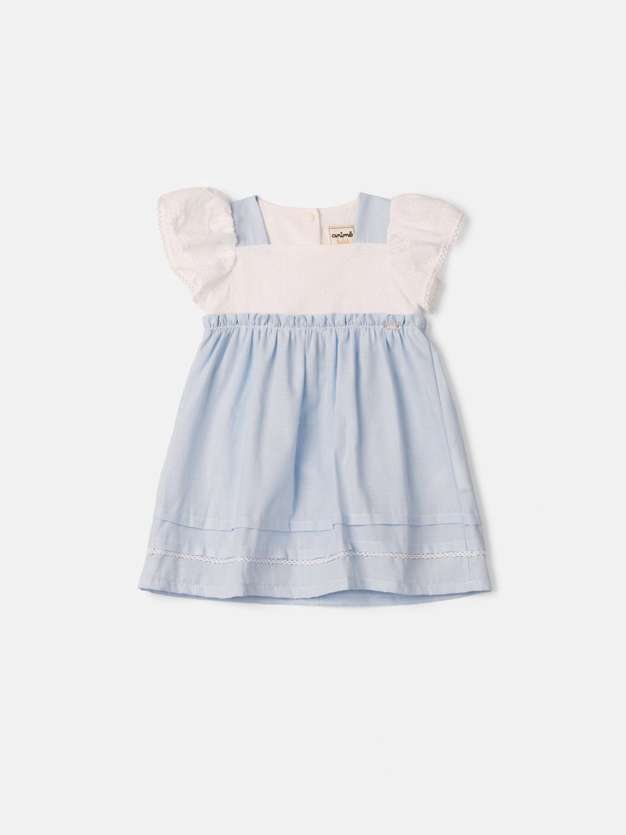 Children's Laise Striped Dress with Ruffles