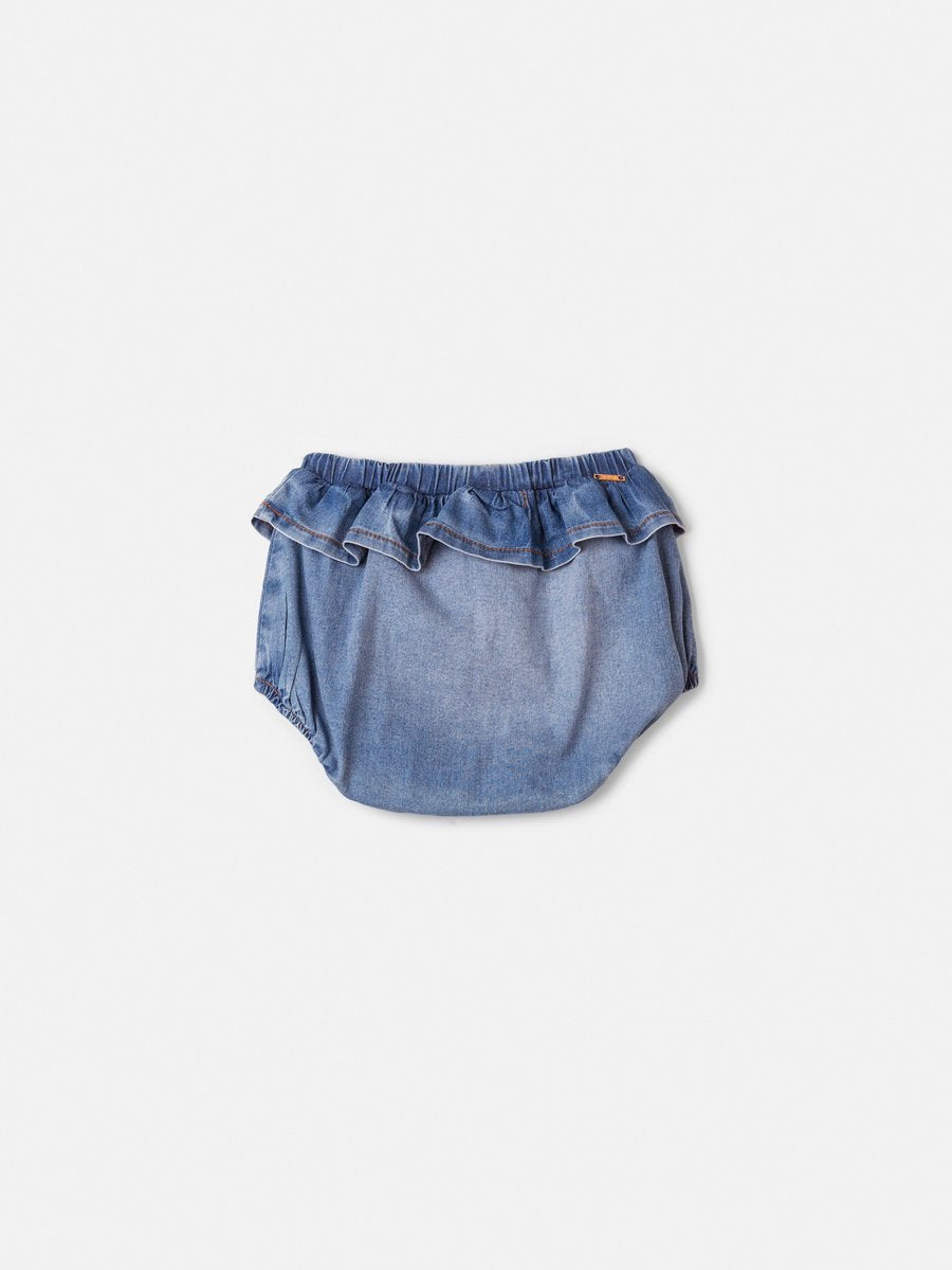 Girls' Jeans Shorts with Strawberry Patch