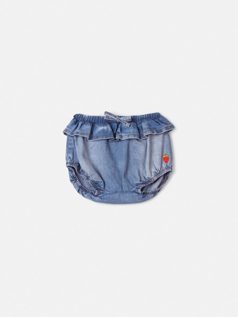 Girls' Jeans Shorts with Strawberry Patch