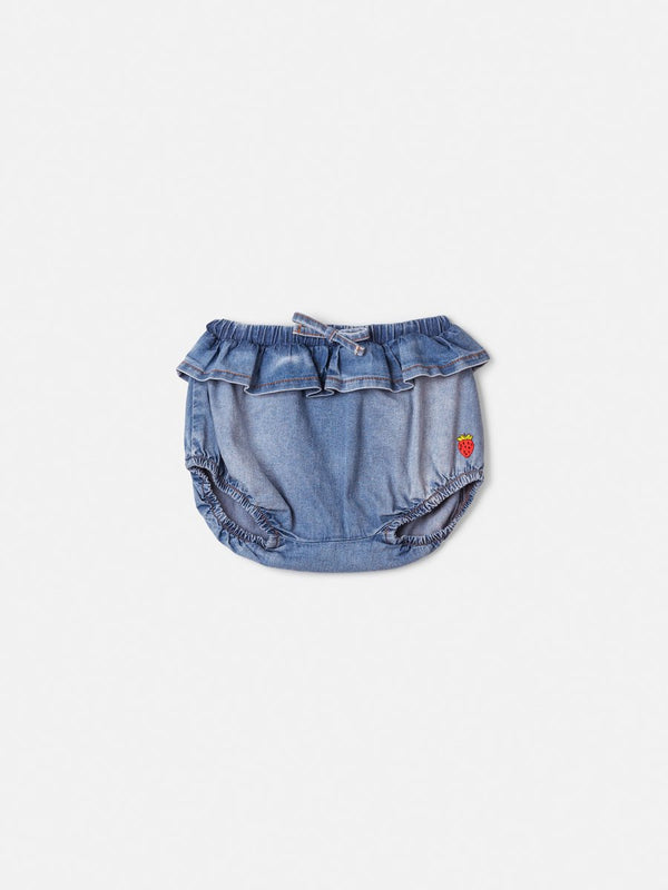 Girls' Jeans Shorts with Strawberry Patch