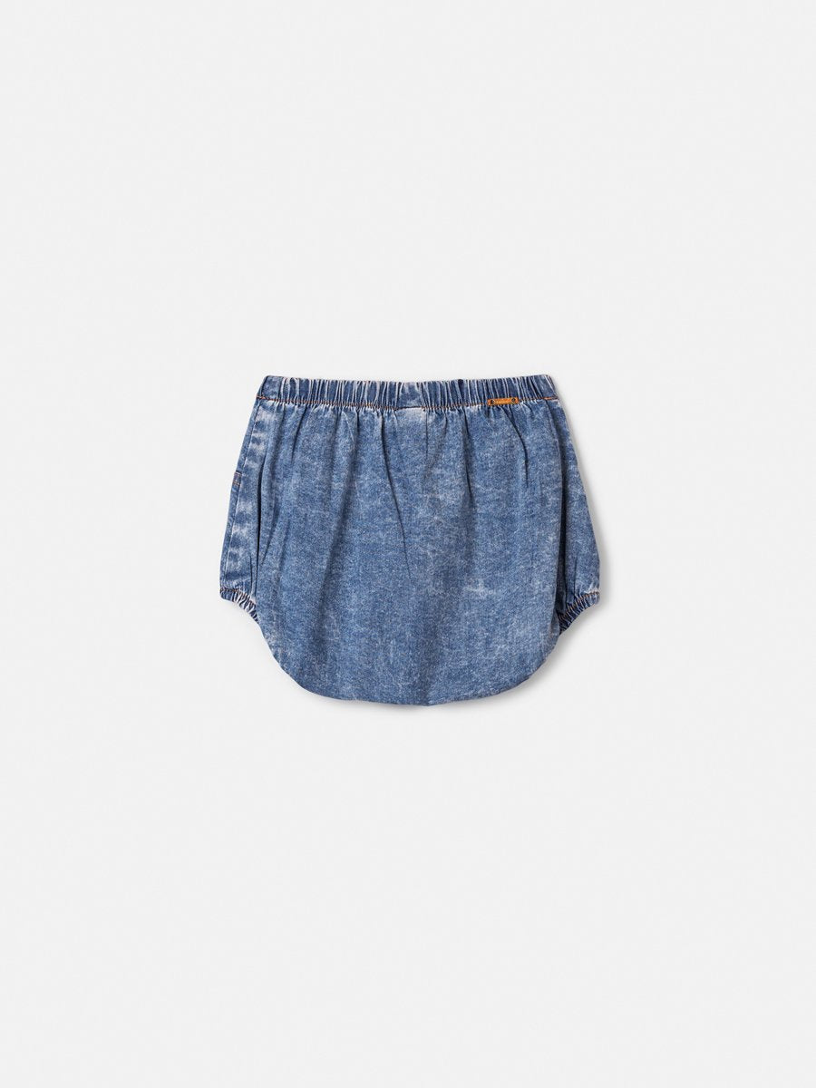 Denim Shorts with Flower Patches