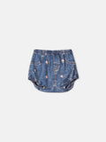 Jeans Shorts with Flower Patches
