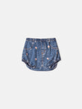 Denim Shorts with Flower Patches