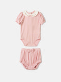 Pink Set with Floral Embroidery on the Golinha