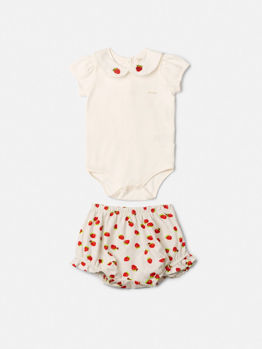 Girls' Strawberry Set with Collar