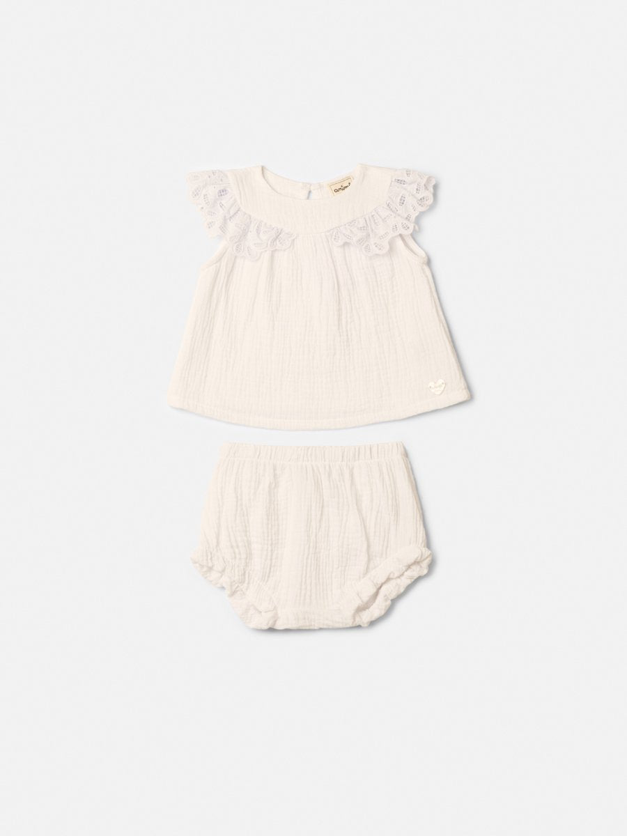 Girls' Gauze Tunic and Shorts Set