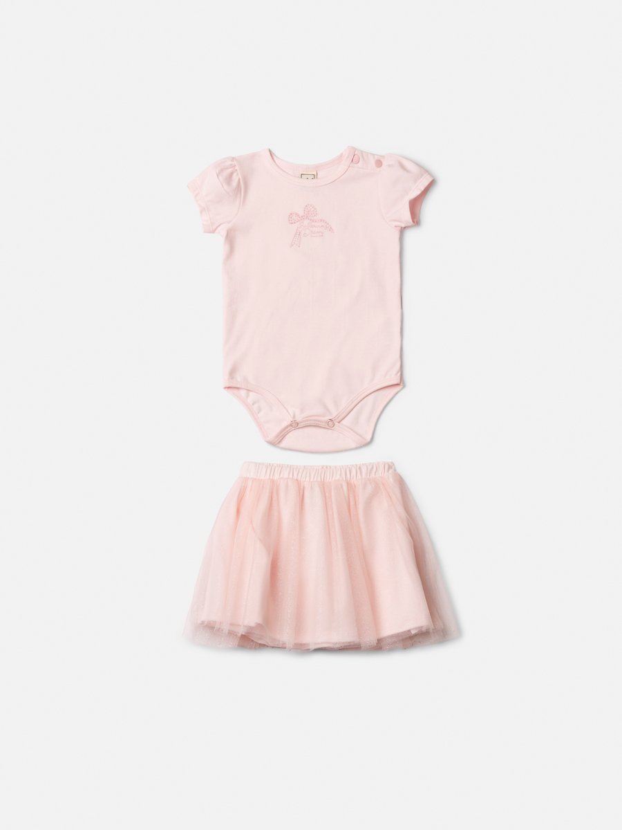 Children's Set with Bodysuit and Pink Tulle Skirt