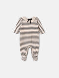 Animê Girls' Jumpsuit – Striped Jumpsuit with Lace Collar and Velvet Bow