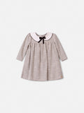 Animê Girls' Dress – Tweed with Peter Pan Collar and Velvet Bow