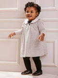 Children's Animé Tweed Dress with Doll Collar and Velvet Bow