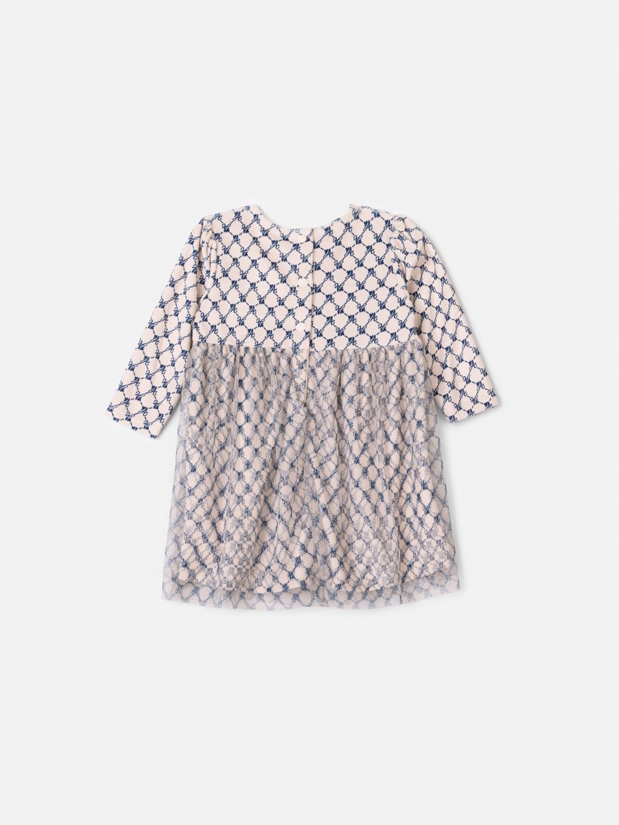 Animê Girls' Dress – Long Sleeve with Monogram and Tulle