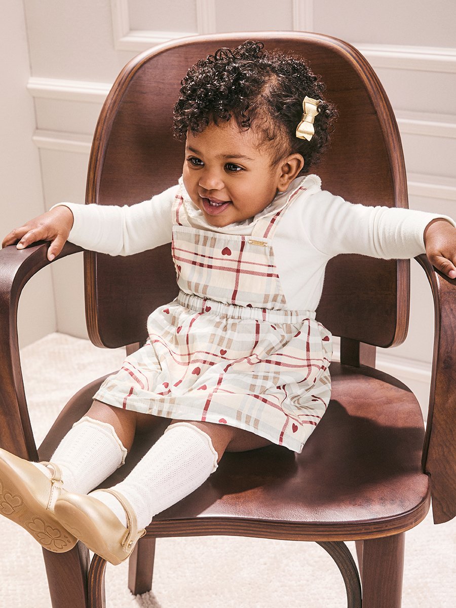Animê Girls' Pinafore Dress – faux Plaid with Peter Pan Collar