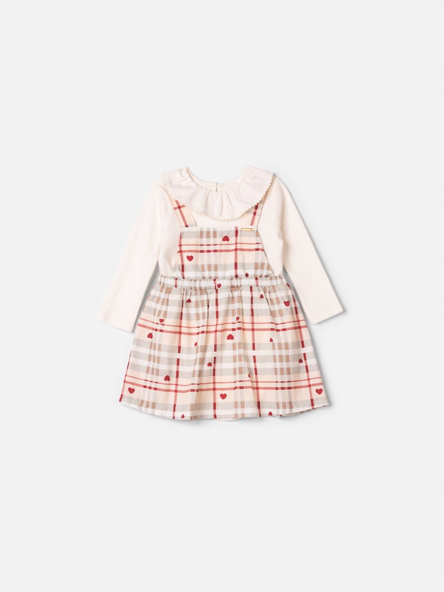 Animê Girls' Pinafore Dress – faux Plaid with Peter Pan Collar