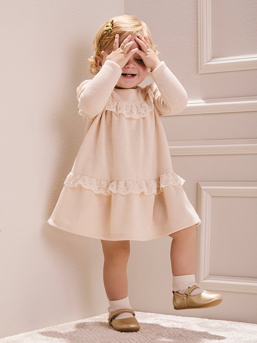 Animê Girls' Dress – Knit with Ruffles in Lace