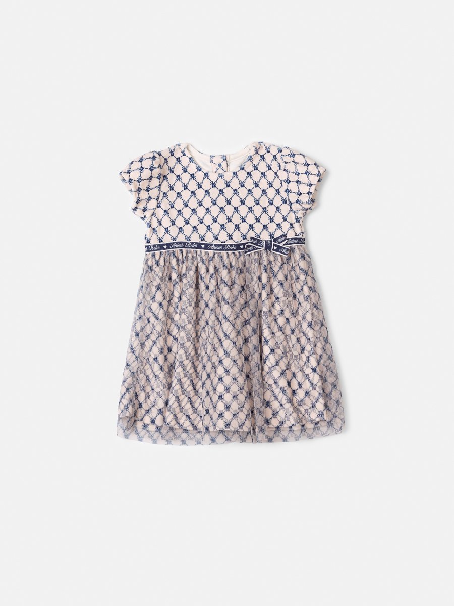 Animê Girls' Dress – Tulle with Monogram Print
