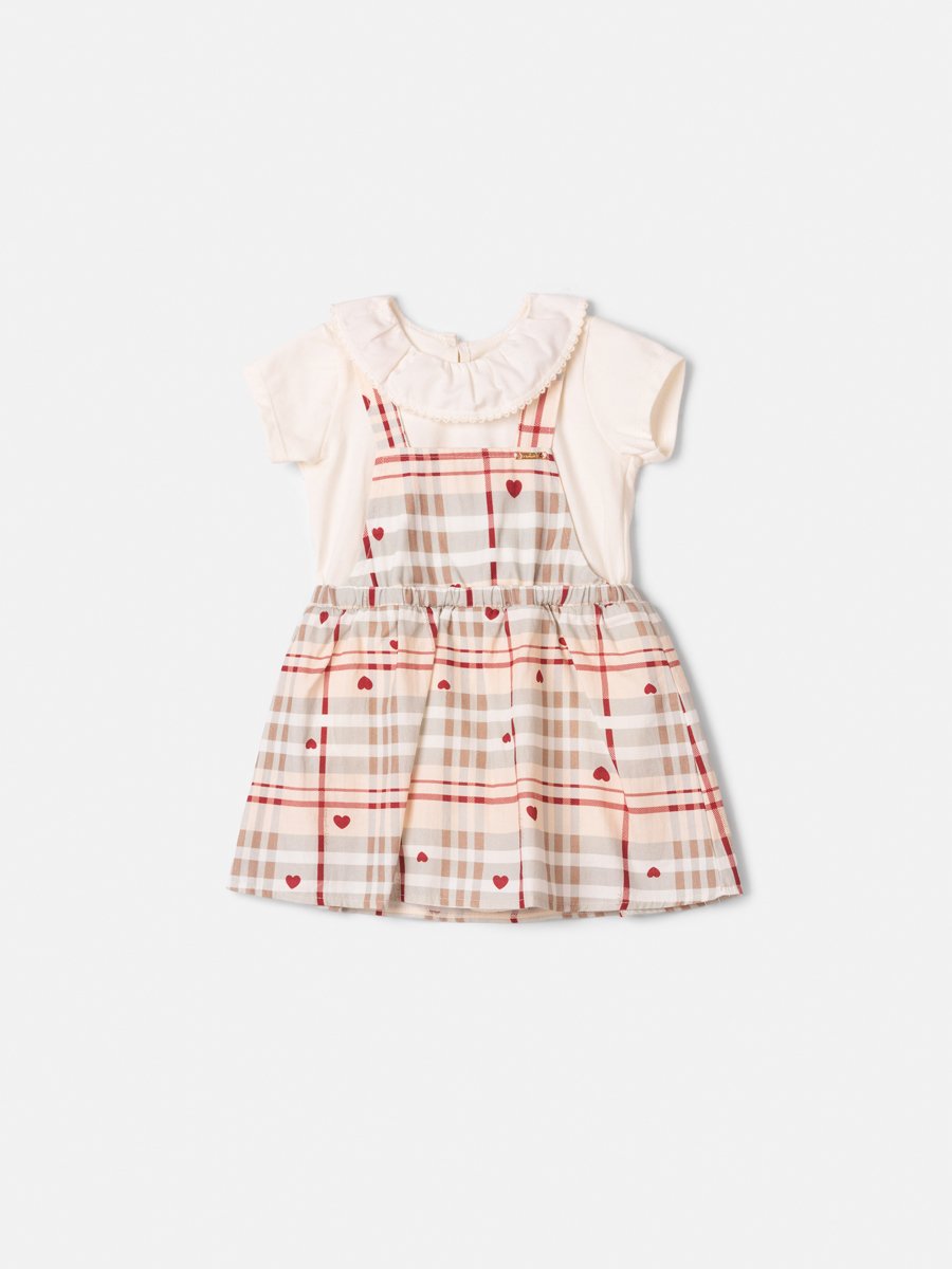 Animê Girls' Pinafore Dress – Plaid with Peter Pan Collar