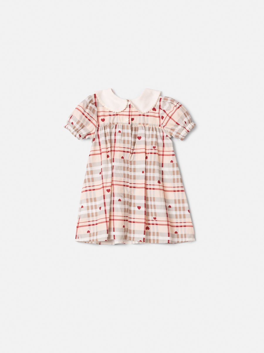 Animê Girls' Dress – Plaid with Peter Pan Collar and Velvet Bow