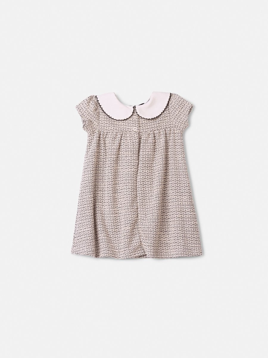 Animê Girls' Dress – Tweed Dress with Collar and Velvet Bow