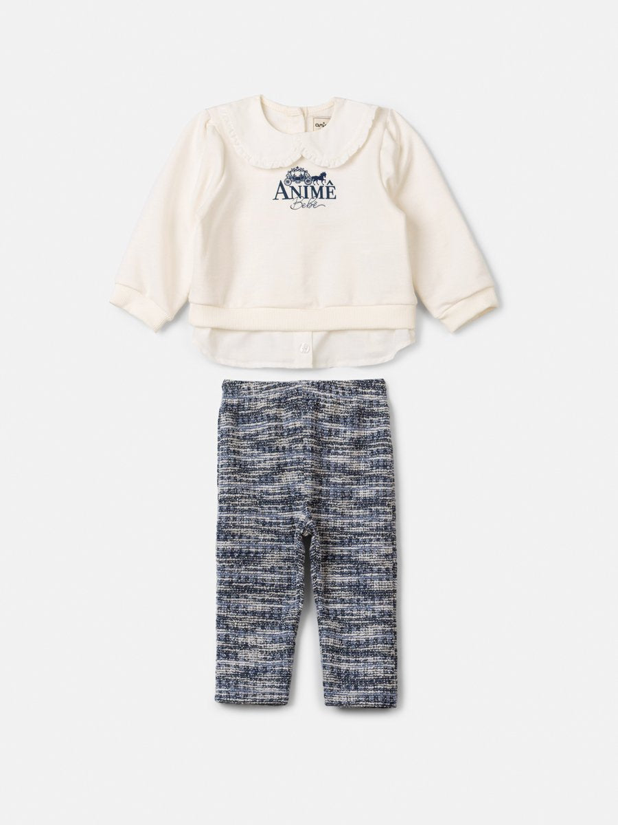 Girls' Anime Tweed Set with Collar