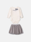 Animê Girls' Set – Long Sleeve in Monogram with Printed Tulle