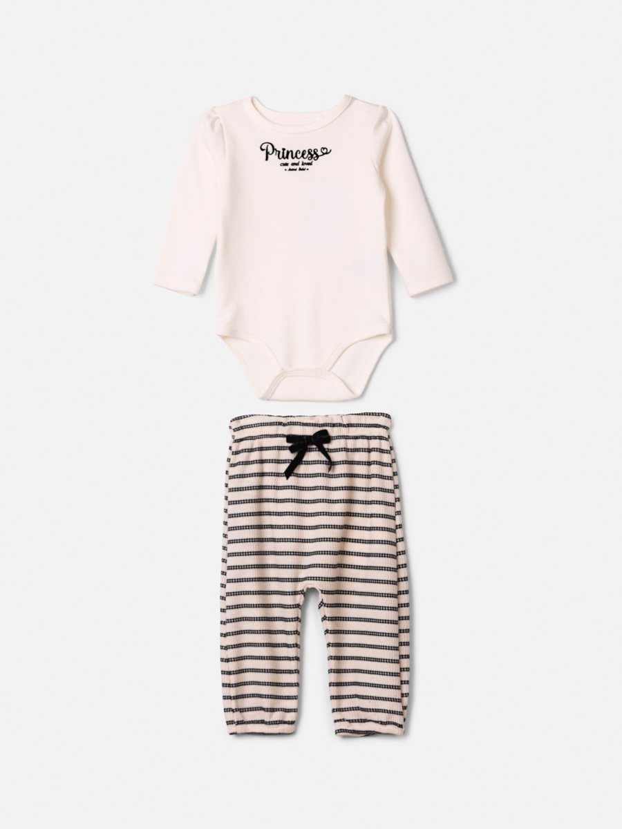 Animê Girls' Set – Striped with Velvet Bow