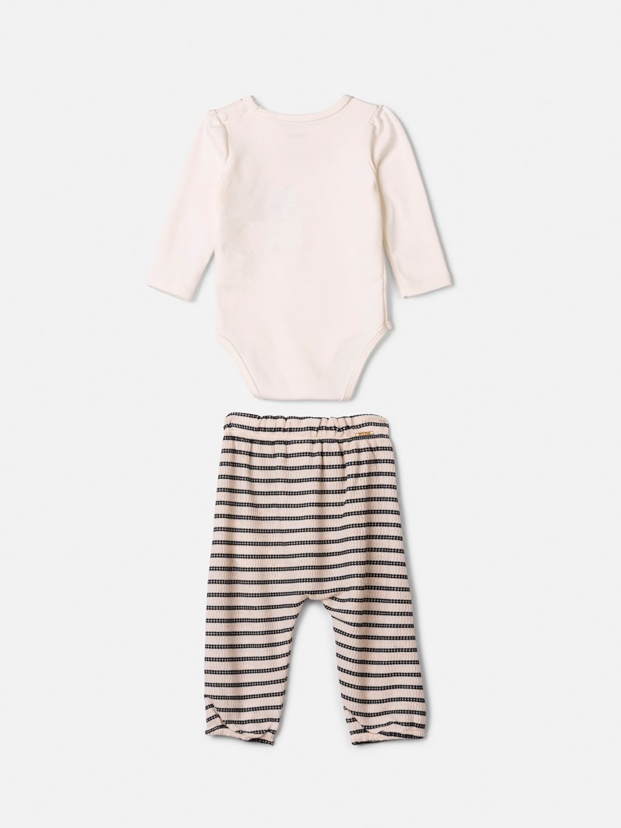 Animê Girls' Set – Striped with Velvet Bow