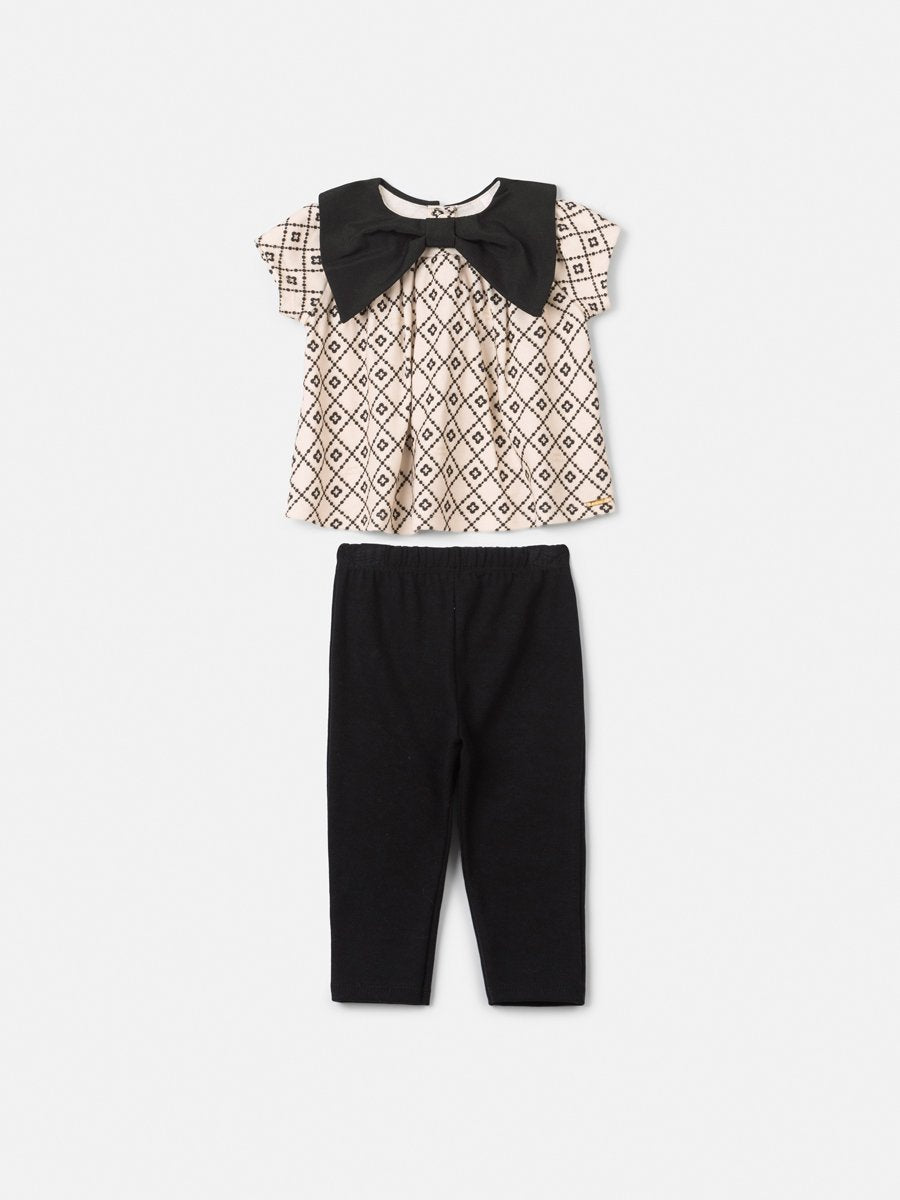 Animê Girls' Set – Pattern and Bow Collar
