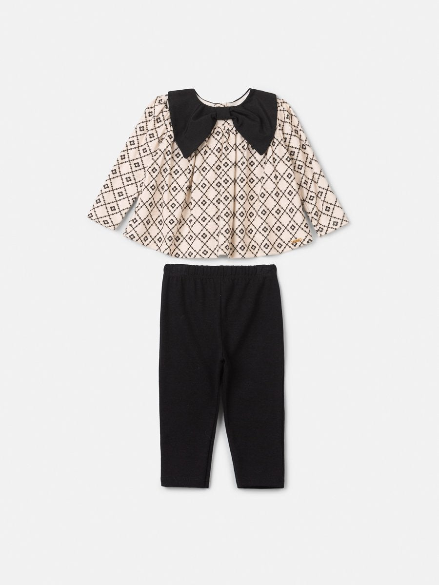 Animê Girls' Set – Long Sleeve with Bow Collar
