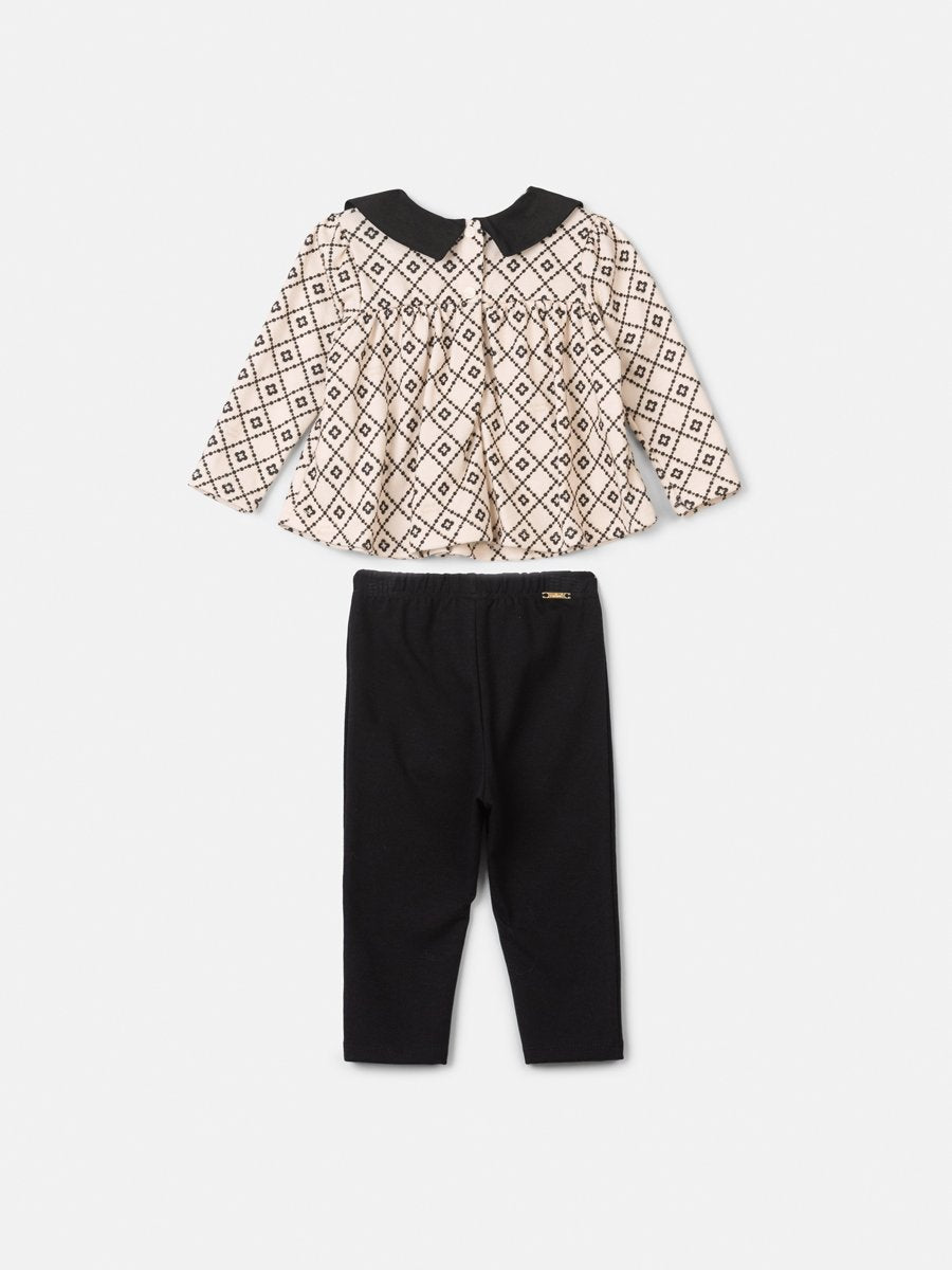 Animê Girls' Set – Long Sleeve with Bow Collar