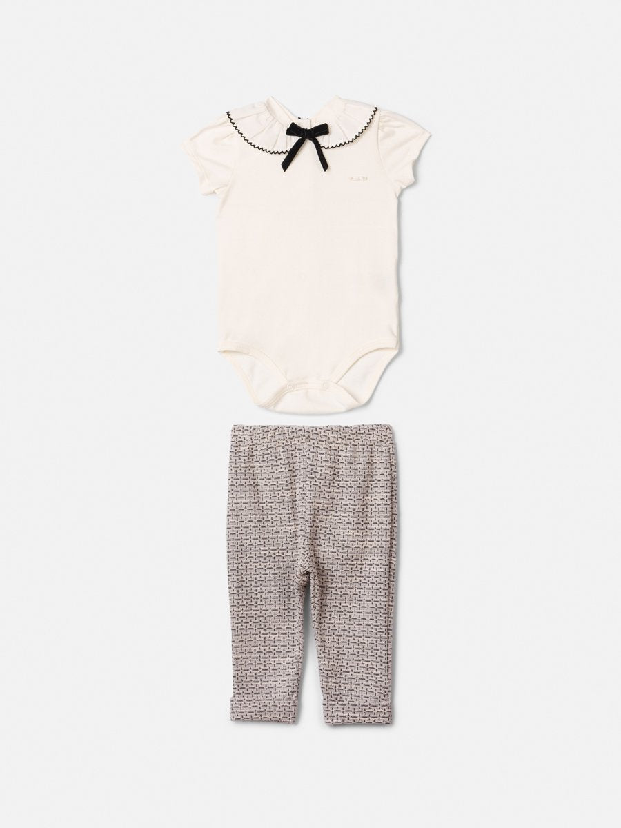 Animê Girls' Set – Tweed with Ruffle Collar and Velvet Bow
