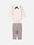 Animê Girls' Set – Long Sleeve Tweed Set with Collar and Velvet Bow