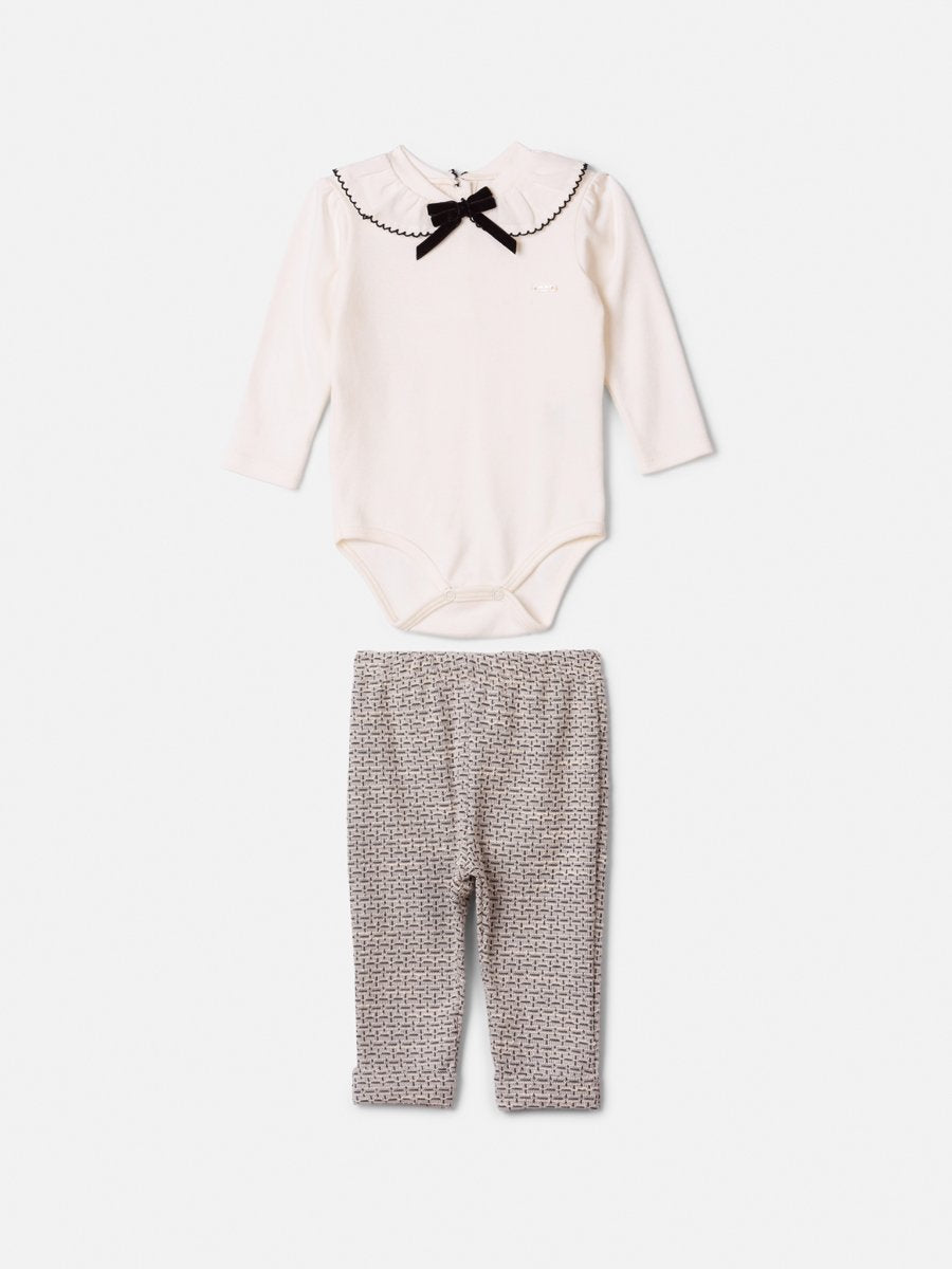 Children's Set Anime Girl Long Sleeve Tweed Set with Velvet Collar and Bow