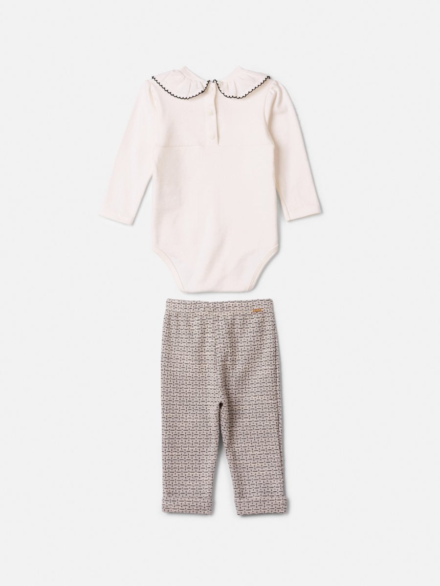 Animê Girls' Set – Long Sleeve Tweed Set with Collar and Velvet Bow