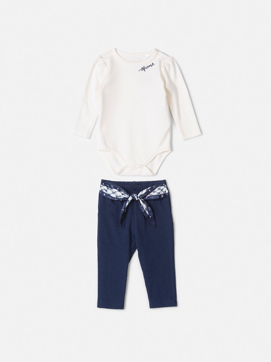 Animê Girls' Set – Long Sleeve with Scarf in Monogram