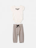 Animê Girls' Set – Striped with Velvet Bow