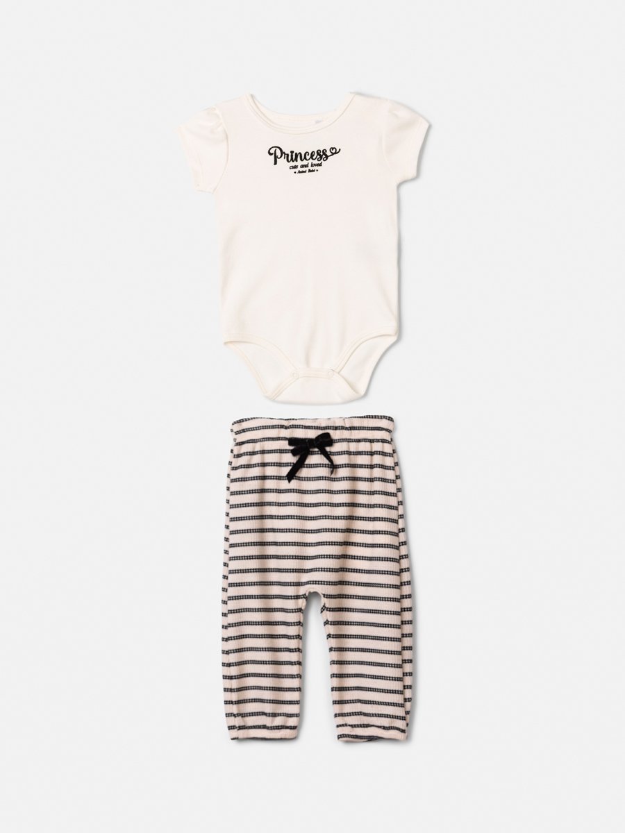 Animê Girls' Set – Striped with Velvet Bow