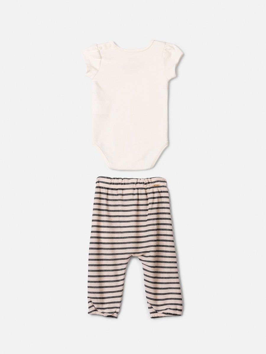 Animê Girls' Set – Striped with Velvet Bow