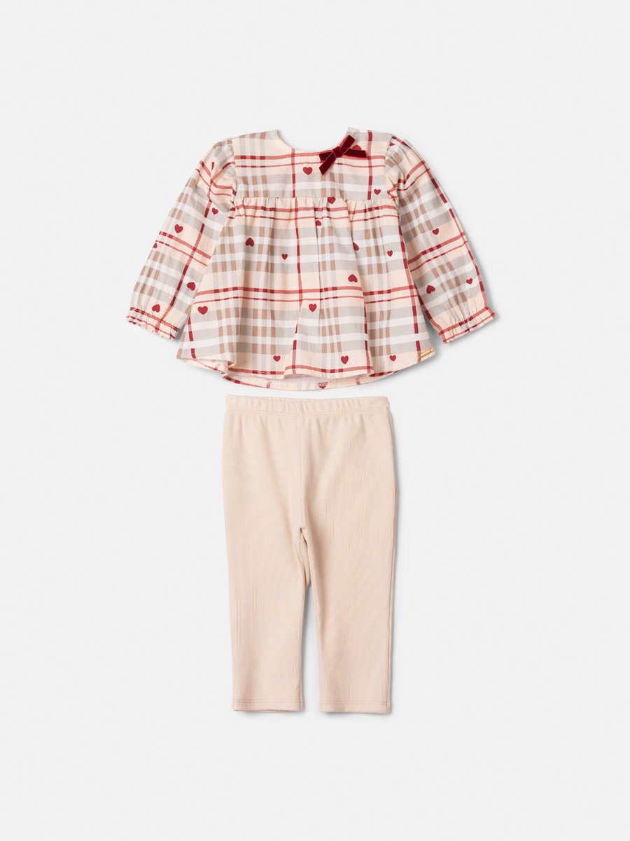 Animê Girls' Set – Plaid with Velvet Bow