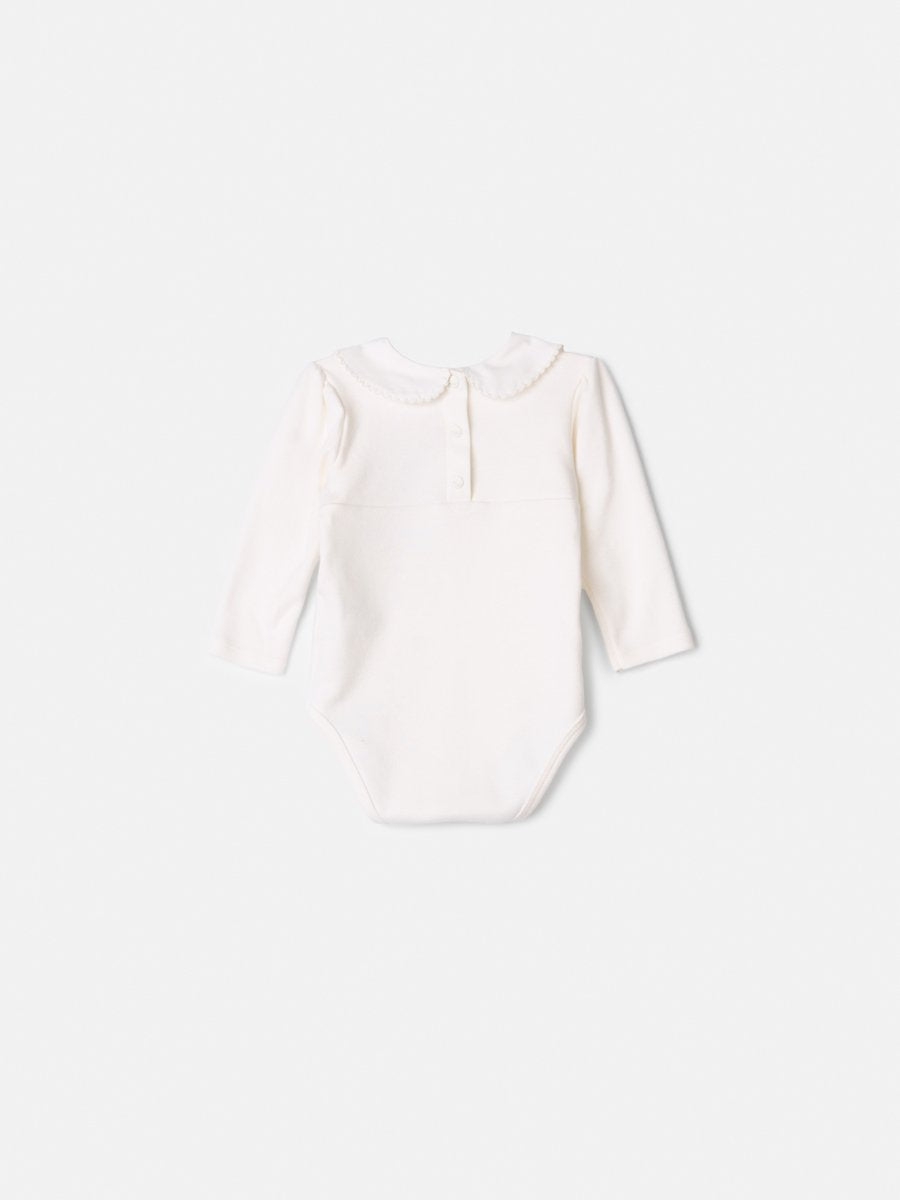 Animê Girls' Bodysuit – Long Sleeve Bunny Bodysuit with Lace and Peter Pan Collar